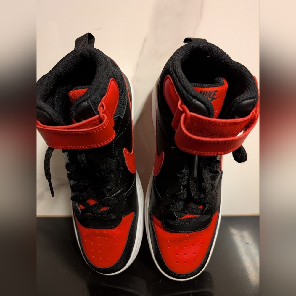 Nike Court Borough Mid 2 Black/Red Sneakers Size 7Y Like New  - Picture 9 of 10